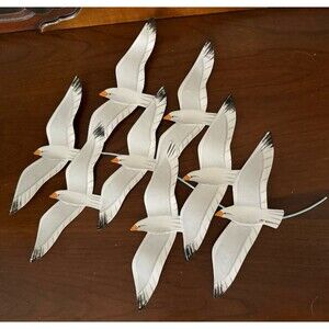 Metal Wall Art Flying Seagulls NMD Vintage Handmade Signed
